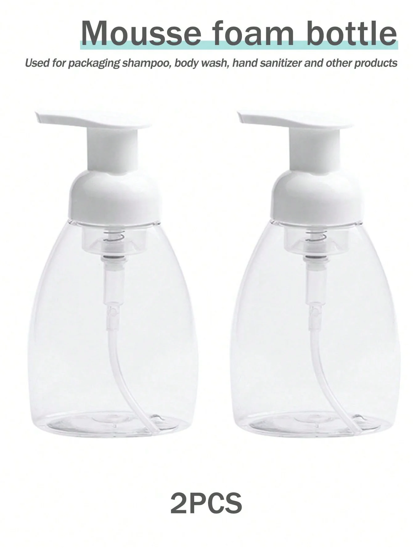 قطعتان من زجاجات مضخة توزيع الصابون الرغوي البلاستيكية الشفافة، موزع رغوة الصابون السائل القابل لإعادة الملء، للصابون السائل والشامبو والجسم #1