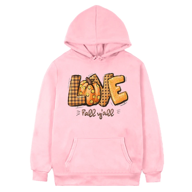 Love Fall Hoodie Leopard Print Fall Sweatshirt Thanksgiving Pumpkin Hoodie Fall Thanksgiving Top Streetwear Women m