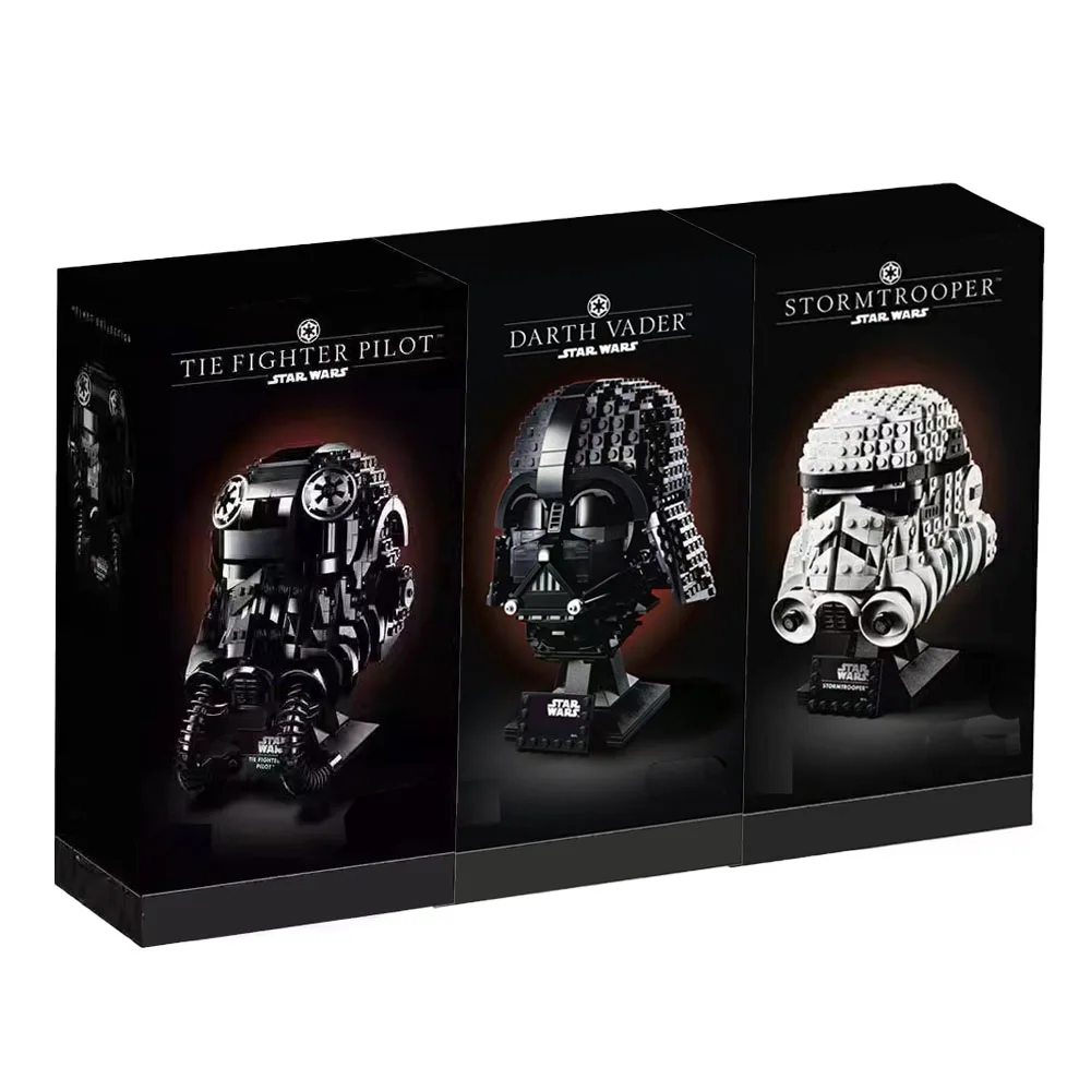 Hot Bricks Space Wars Helmet 75274 75276 75304 Stormtrooper Vader Fighter Compatible Puzzle Building Blocks Kids Birthday Gifts