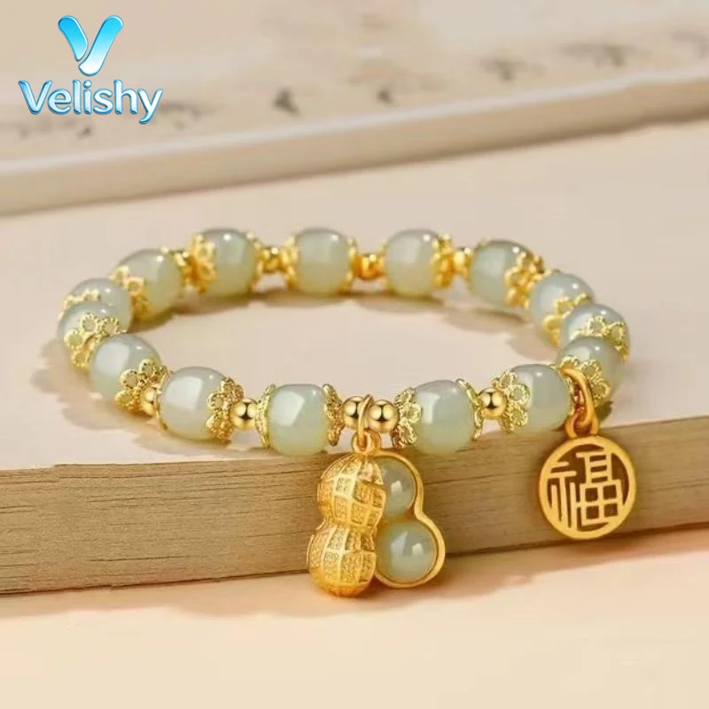 1Pcs Natural Ins Niche Design Peanut Bracelet Elegant Fashion Jewelry Ornament for Office Look