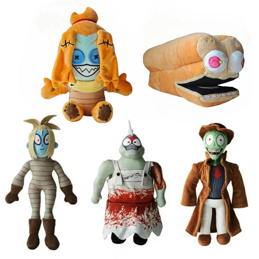 

New The Gaslight District Plush Cute Mouth Opening Bread Stuffed Pillow Horror Girl Standing Posture Zombie Plush For Kid Gift