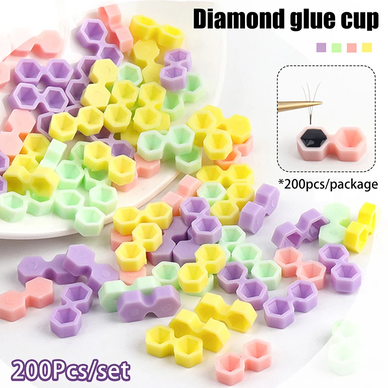 200pcs Eyelash Extension Diamond Glue Delay Cup Tattoo Adhesive Pigment Holders Grafting Eyelashes Holding Trays Tools