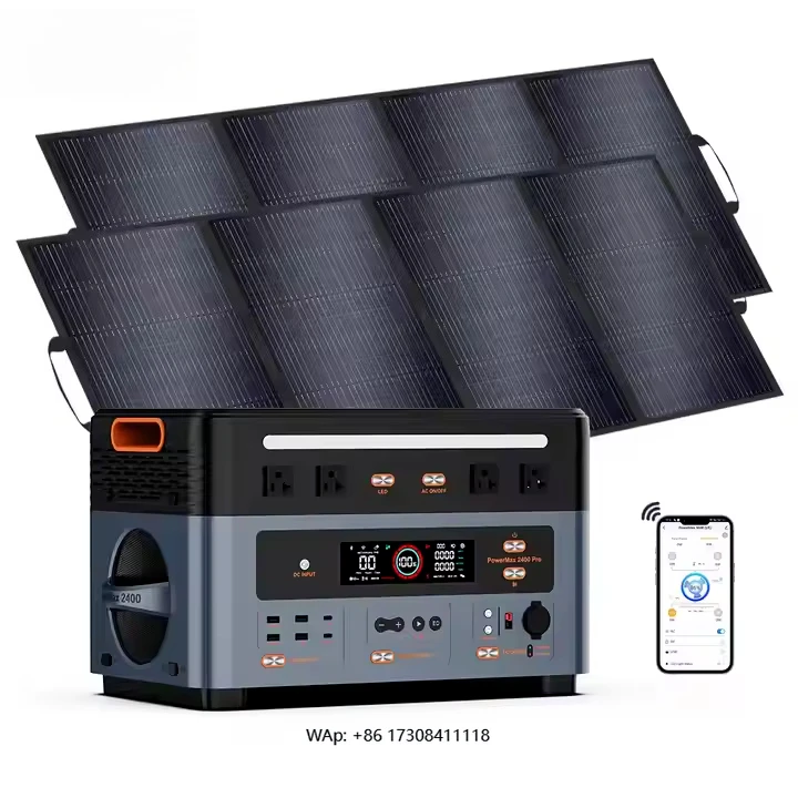 

2400W Power Station, Equipped with 400W * 2 Solar Panels, 1400W Fast Charging, External Battery, for Homes, Camping and RVs