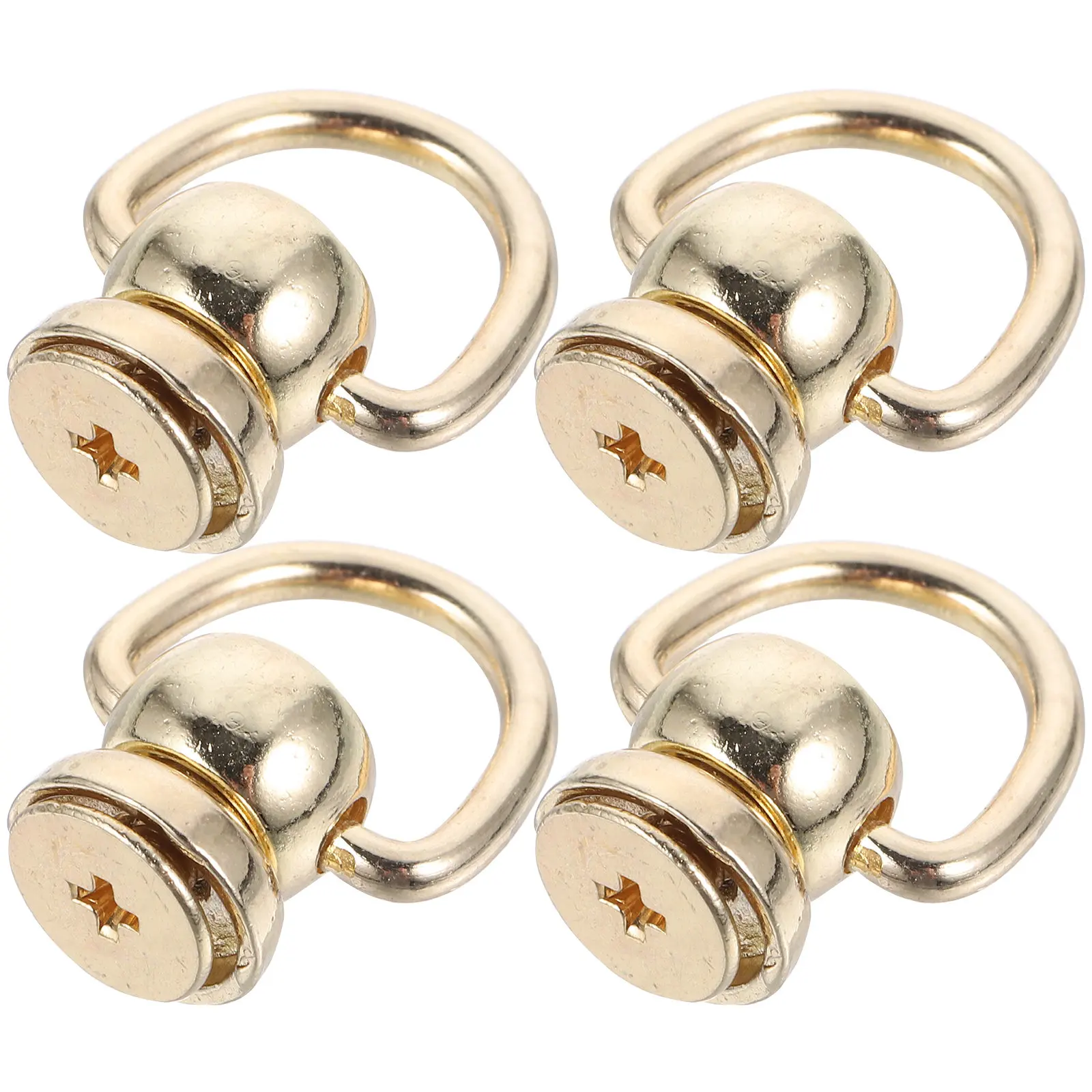 4pcs Gold Metal D-Rings for Purse Making – Rotating Rivet Studs, Bag Hardware Craft Supplies