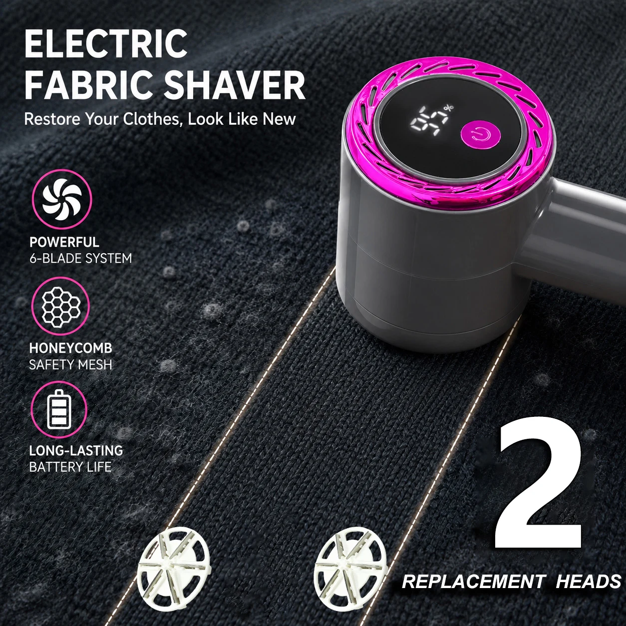 2-Blades Electric Lint Remover for Clothing Rechargeable Portable Fabric Hair Ball Shaver Fuzz Trimmer for Home Use 2026 New