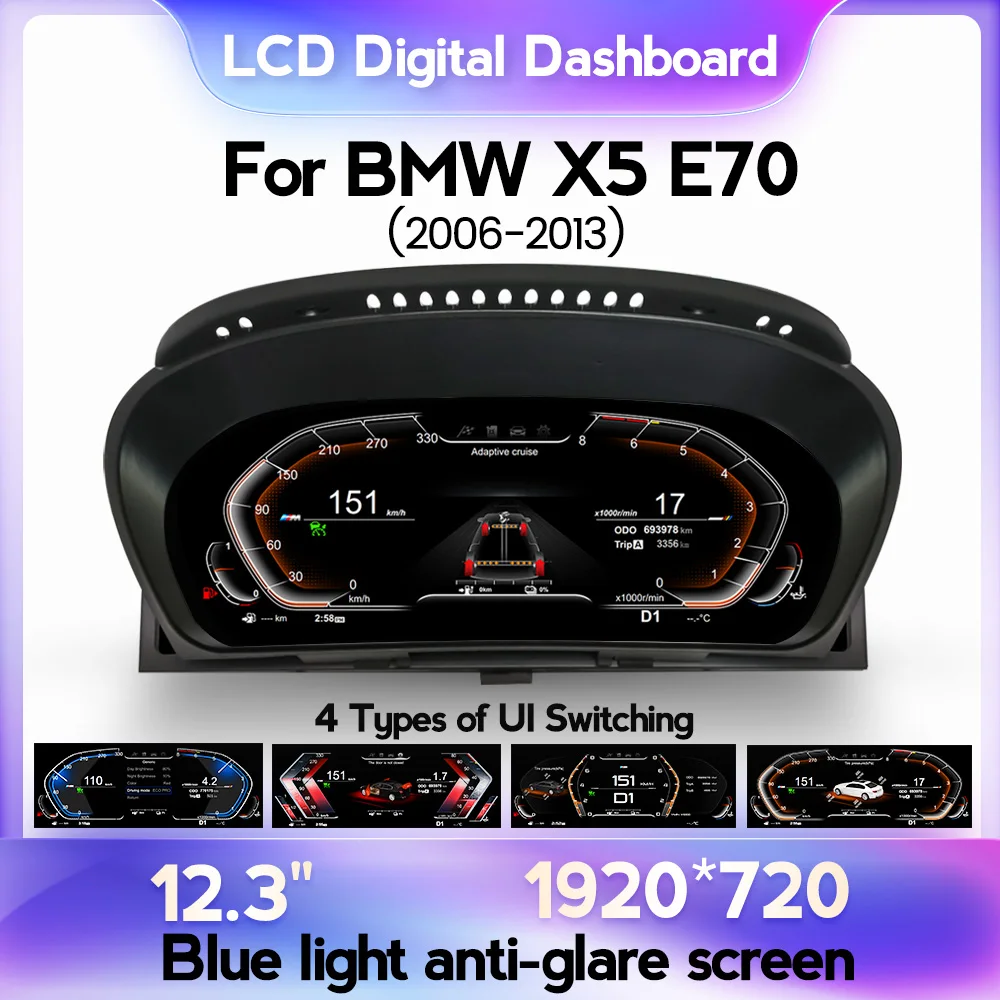 

2023 New 12.3" Linux Latest Original Car Digital Cluster Instrument For BMW X5 E70 X6 E71 CCC CIC LCD Speed Meter Dashboard