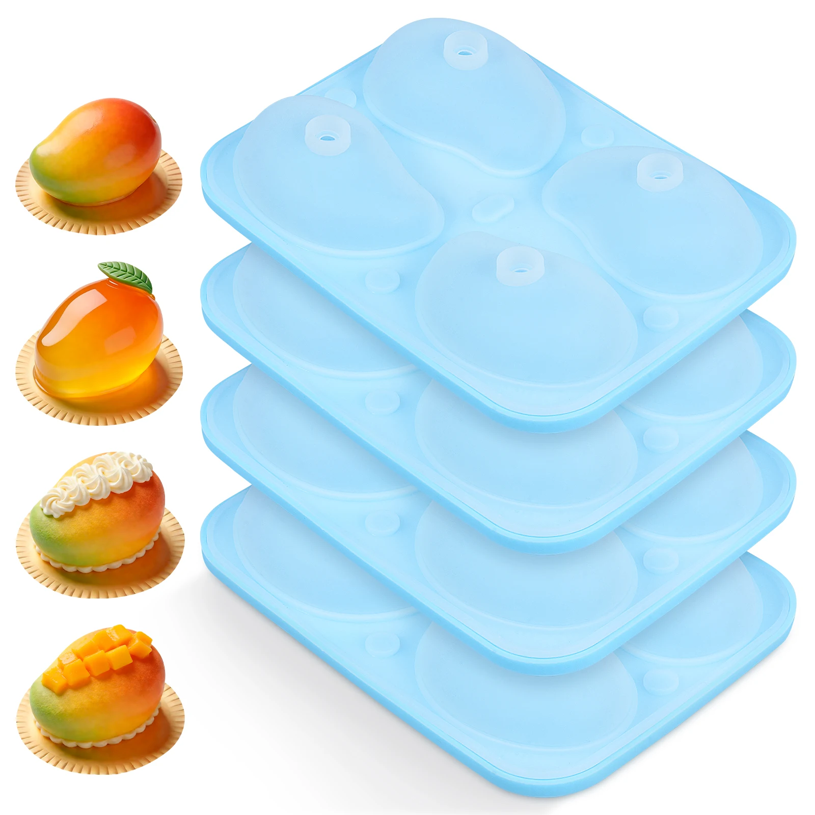 

Набор из 4 силиконовых форм для выпечки в виде манго, 3D-формы для десертов, шоколада и пудинга, 4 полости, для самостоятельного изготовления