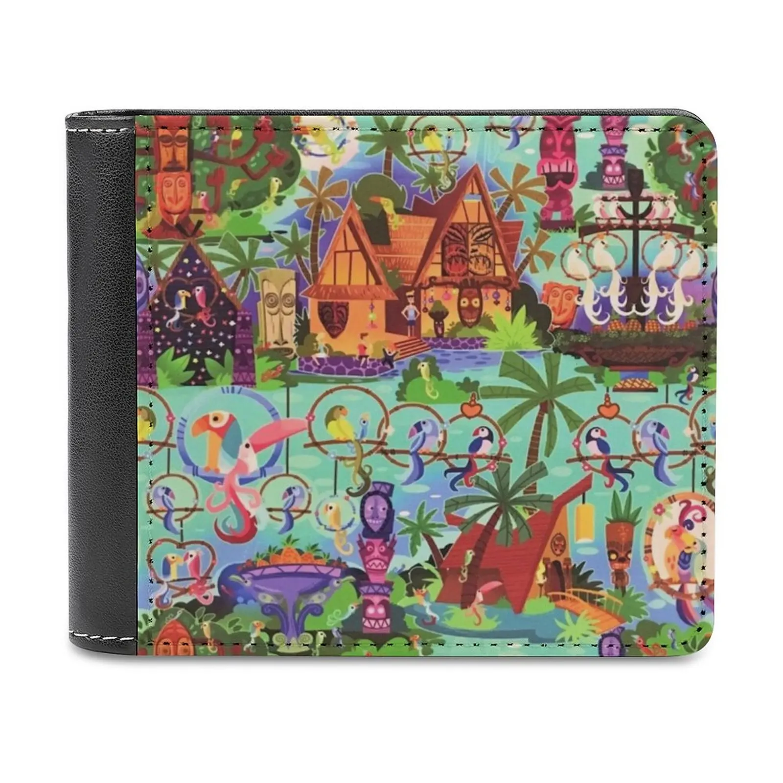

Boho Abstract Colorful Pattern Leather wallet men's wallet purse money clips Bohemian Boho Colorful Lines Trippy Psychedelia