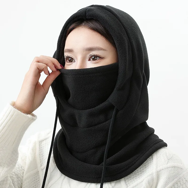 4 in 1 Winter Balaclava Knit Hood Windproof Mask with Drawstring Motorcycle Riding Headgea Warm Knitted Cap Cold Weather view 5