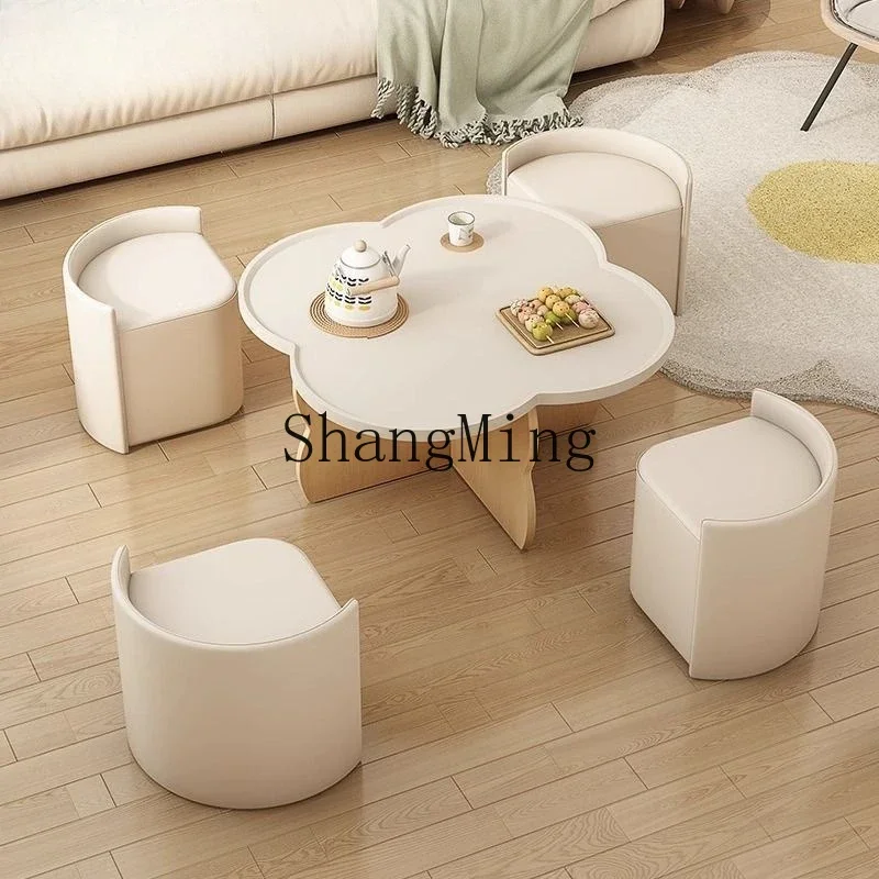 

CLhousehold size modern round tea tablesimple solid wood creative living room side few