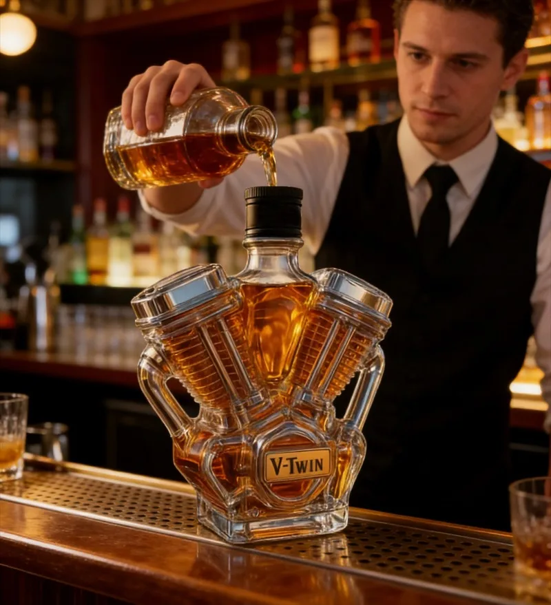 Exclusive decanter for locomotive enthusiasts, engine-shaped glass wine bottle, home wine cabinet collection ornament