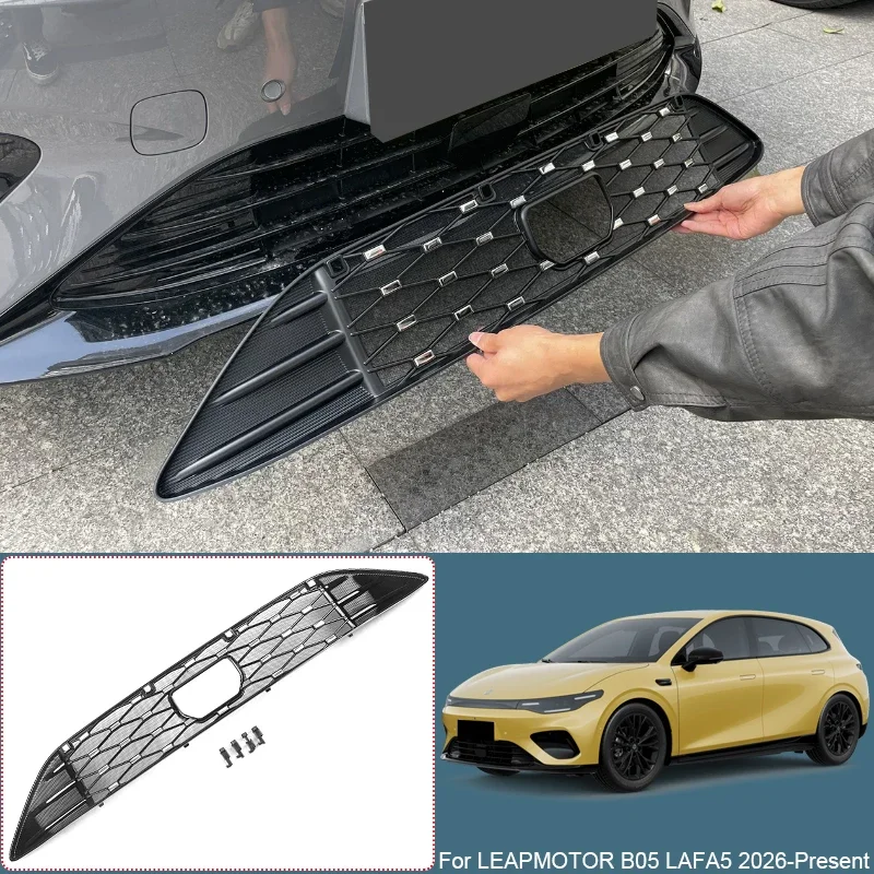 For LEAPMOTOR B05 LAFA5 2026-2027 ABS Car Modify Front Buckle Insect Proof Net Front Bumper Center Intake Grille Cover Accessory