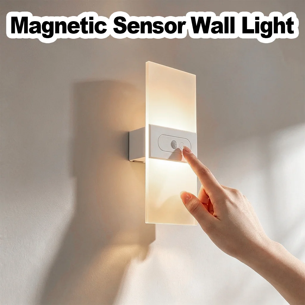 Wall Light Dimmable LED 6000K Lamp USB Rechargeable Minimalist Black Indoor Hallway Bedroom Living Room Sconce Home Lighting