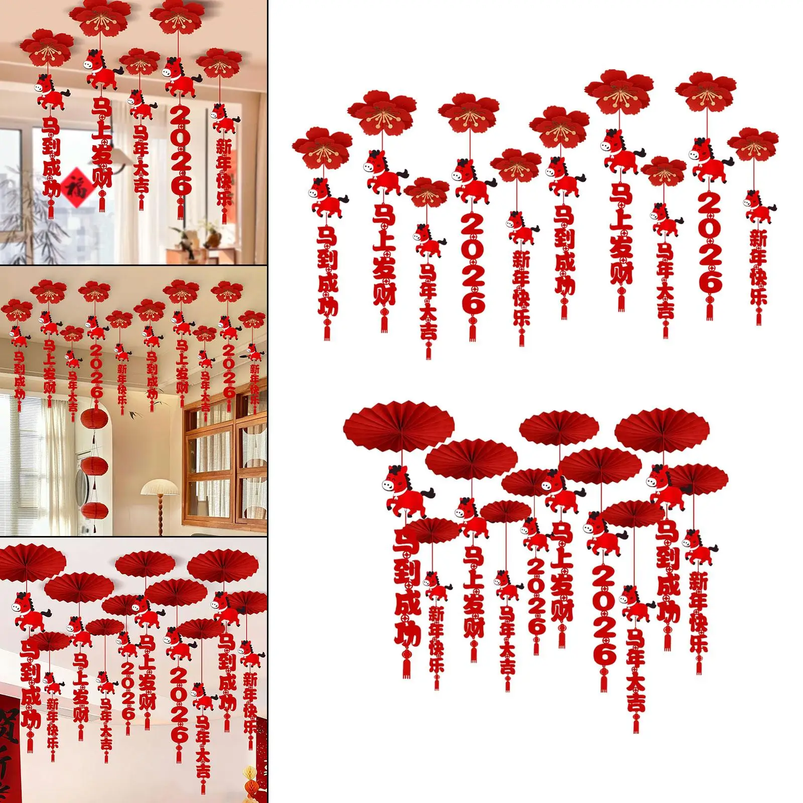 Chinese New Year Decorations 2026 Lunar Year Fabric Tassel Pendant for Festival Ceiling Decor and Party Events view 4
