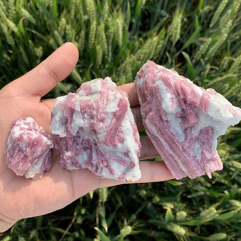 100% Natural Pink Tourmaline Crystal Mineral Irregular Rough Stone Specimen Rock Rare Original Reiki Chakra Home Room Decor 1pc