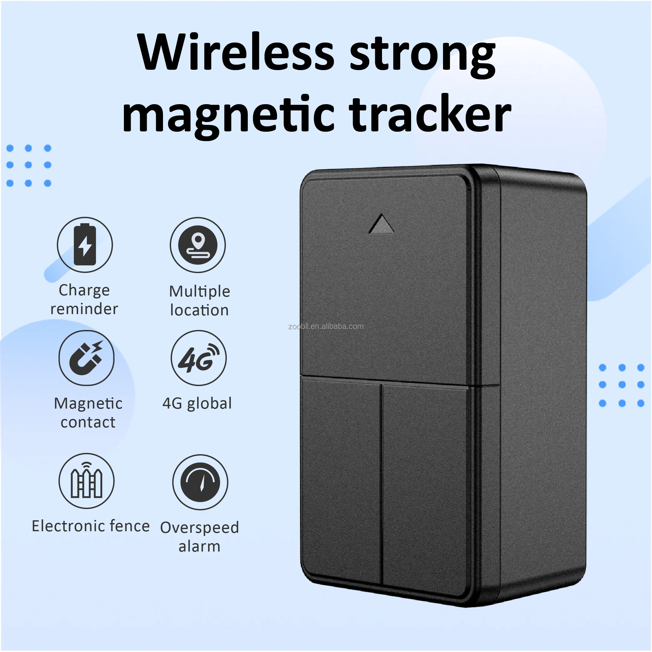 ZOOBBII Q13 Wireless Magnetic 4G GPS Tracker Portable Cloud Storage Google Maps Street View Nano SIM Open-top Booth 2.5-3.5V DC