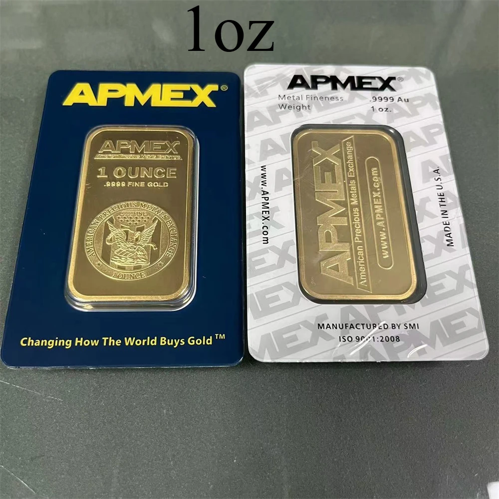 Wholesale APMEX High Quality 1 oz  Gold Bar Gold plated Bullion Non-Magnetic Silver Bar Hot Selling Business Gift Collectible