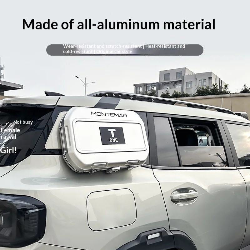 For Jetour Freedomer/Shanhai T1 Aluminum Alloy Side Bag External Mountable Silver Waterproof New for Storage Use