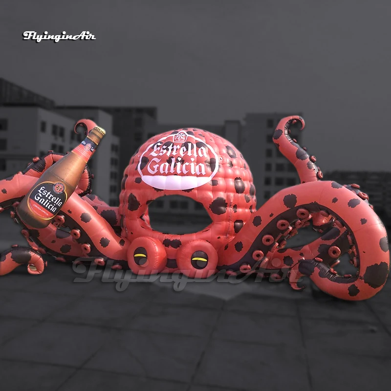 

8m/10m Outdoor Large Advertising Inflatable Octopus DJ Booth With Beer Bottle For Club Party Event