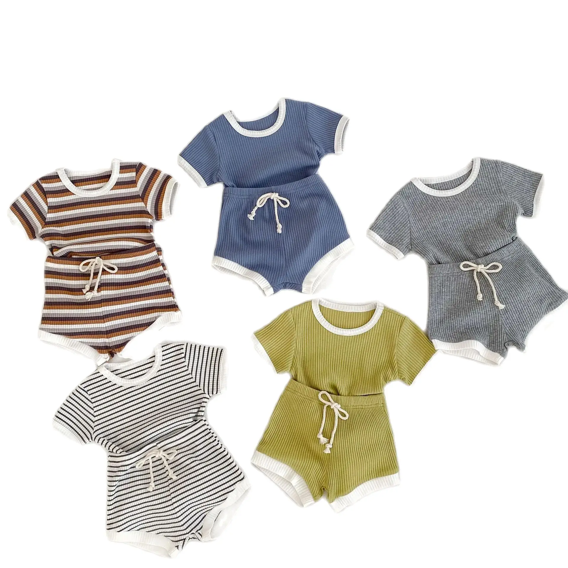 2024 New Summer Baby Clothes Set Toddler Boys Simplicity Stripe T-shirt + Bloomer Suit Toddler Outfit 2PCS