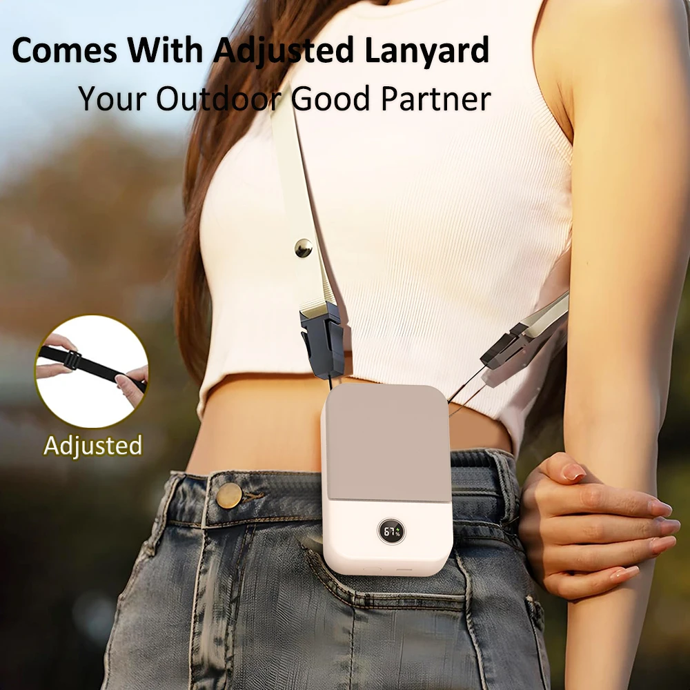 Portable Waist Fan Hanging Neck Fan Mini USB Rechargeable Portable Waist Clip Fan for Outdoor Sports Working Travel Small Fan image 4