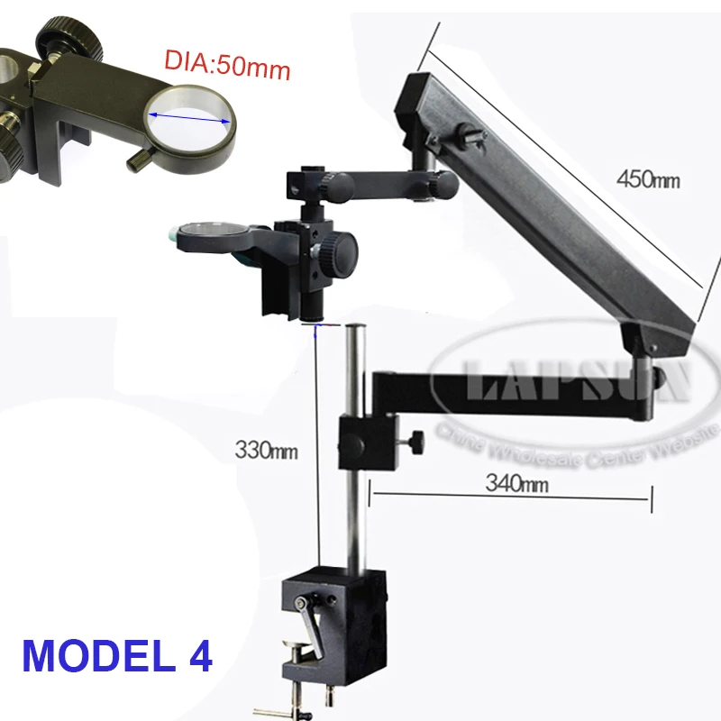 Lapsun Articulating Stand with Post Pillar / Clamp 76mm / 50mm Lift Holder Focusing Rack for Stereo Industry Microscope