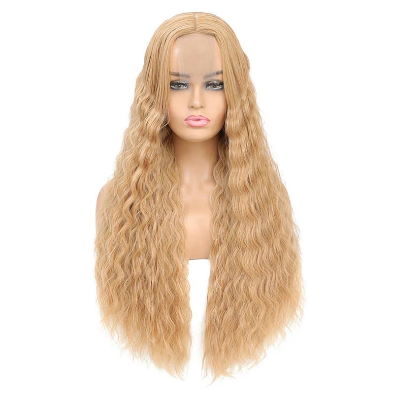 Yihan Deep Wave Lace Front Wig Wave Synthetic Wigs For Black Women With Baby Hair 32 Inch 180 Density Lace Frontal Natural Hair