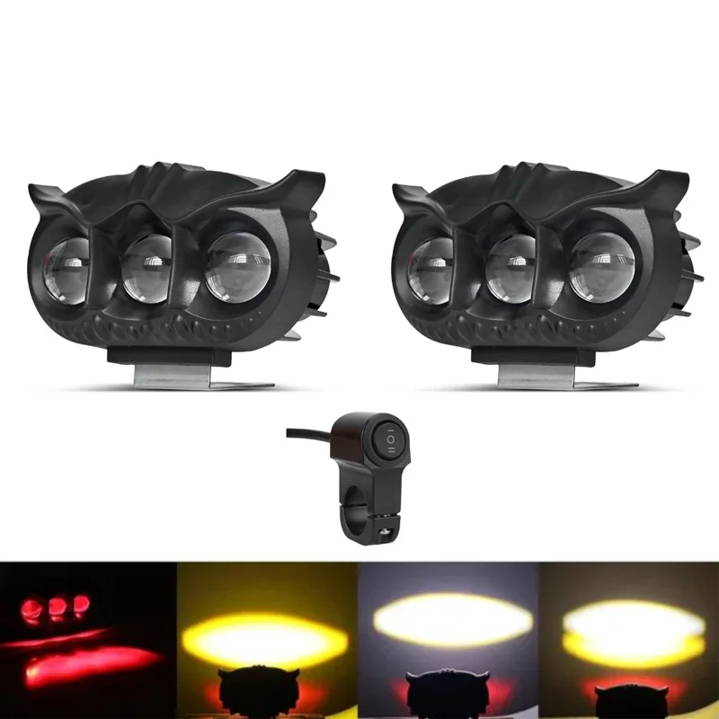 

Motorcycle accessories lights led headlight Owl 3 lens spotlights red fog Light Auxiliary lights for suzuki ltz 400 trk 502x