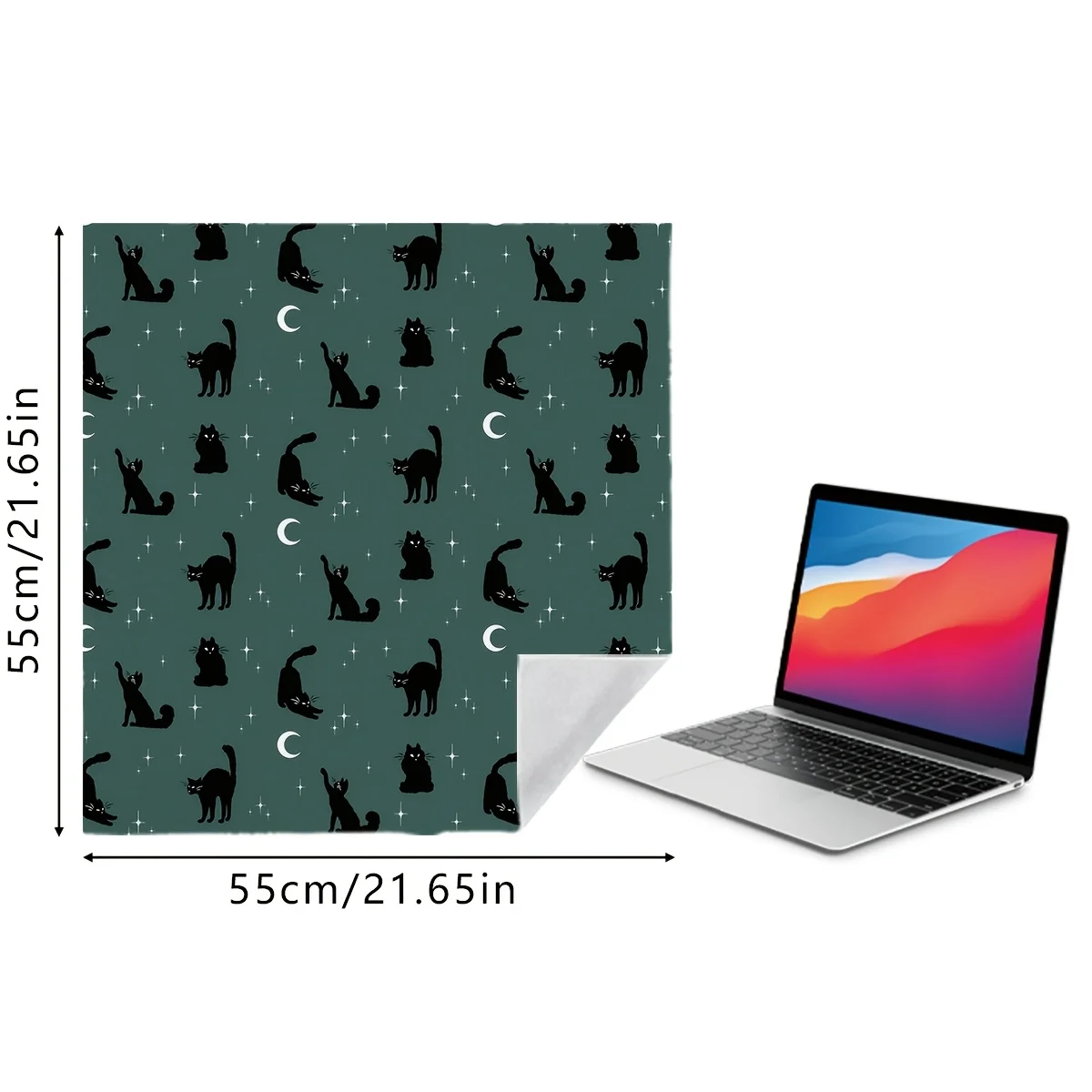 1pc Printed with Black Kitten Pattern Magic Sticky Dust-Proof Wrapping Cloth Makeup Bag Camera Protective Cover