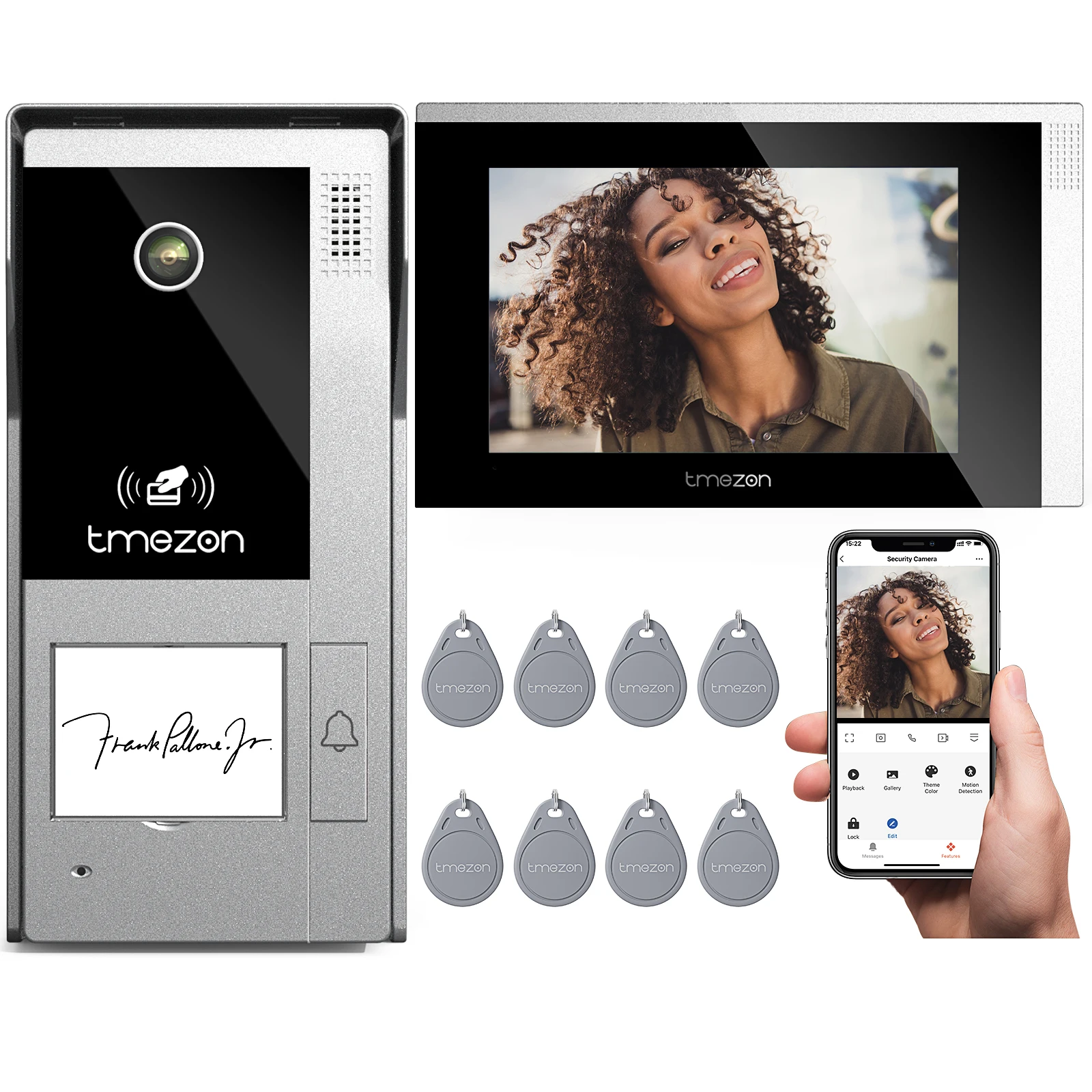 

TMEZON Tuya App Домашняя система внутренней связи Беспроводной Wi-Fi Smart IP-видео дверной звонок 1080P 7 дюймов с 1x1080P проводной дверной звонок