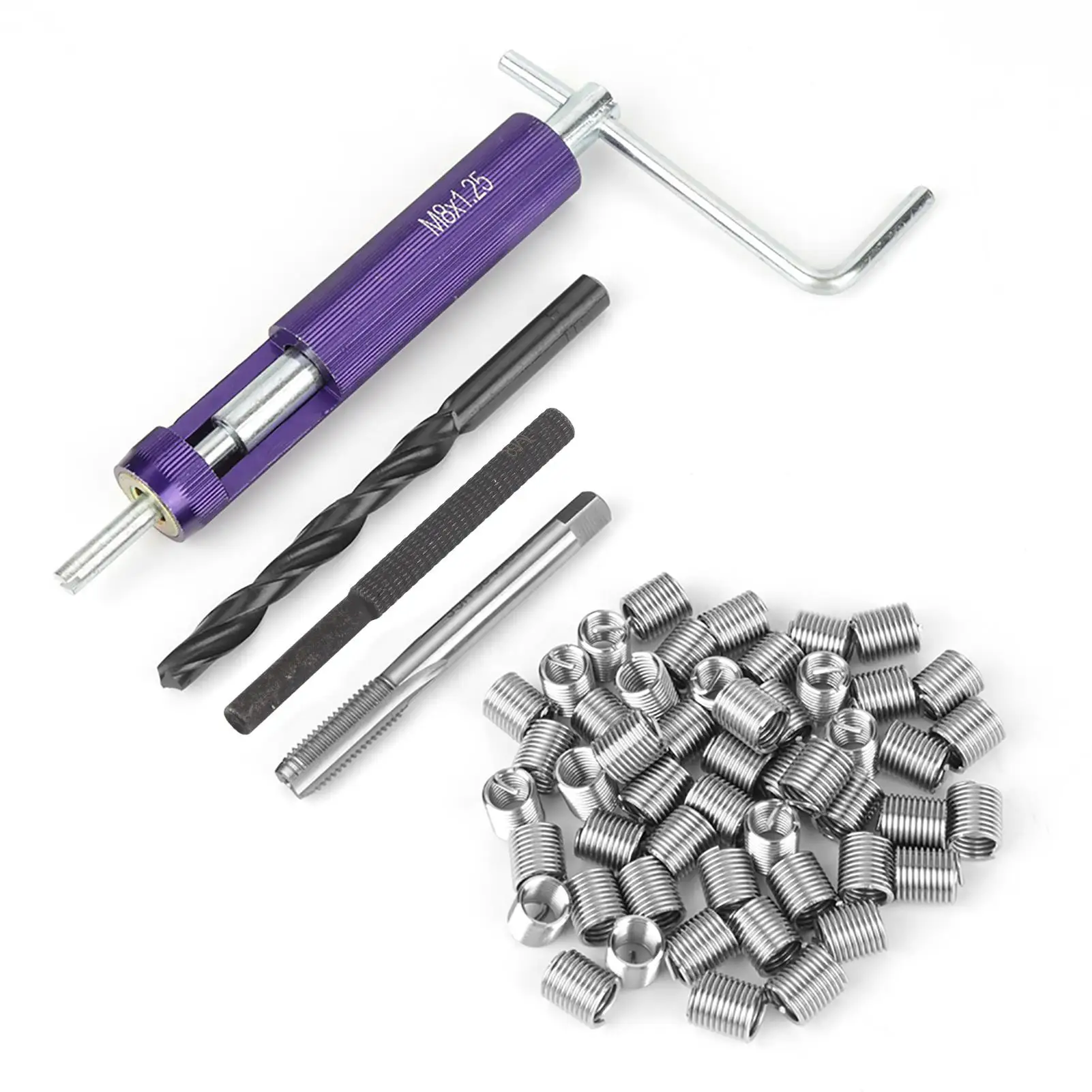 

M8 Coiled Wire Thread Repair Inserts Kit 50Pcs Stainless Steel Helical Screw Thread Tool Set Easy Fix Solutions