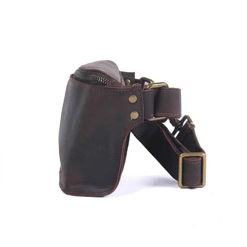 Vintage multifunctional genuine leather men's chest bag crazy horse cowhide waist pack sports small shoulder messenger bags