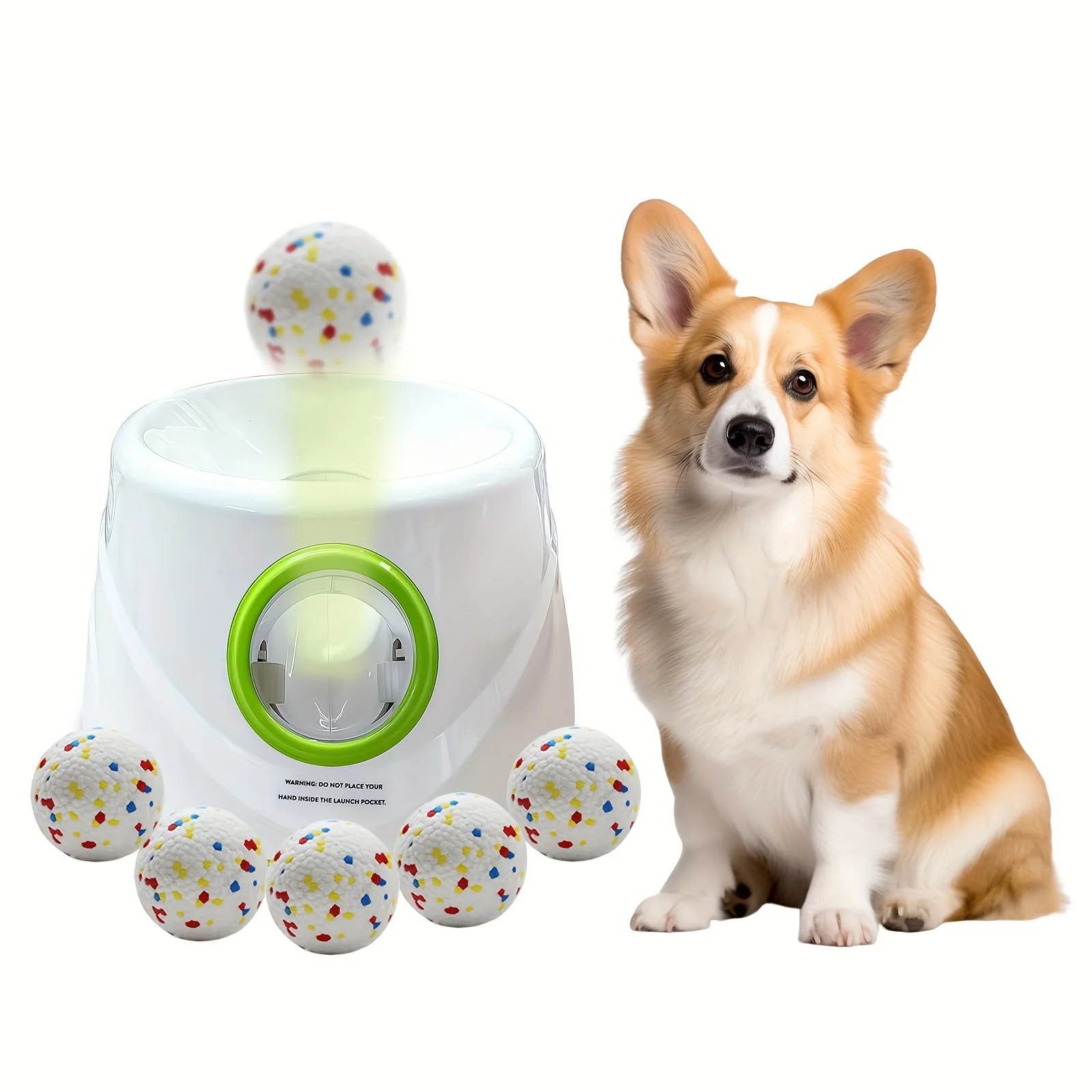 

Automatic Dog Ball Launcher, 3 Adjustable Distances (19/32/45 Feet), Includes 6 Balls (2.3-Inch), Rechargeable Fetch Machine for