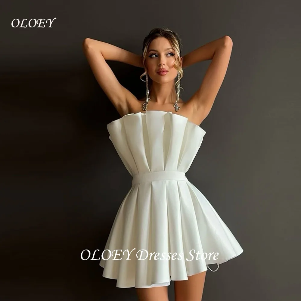 OLOEY Mini robes de soirée de mariage courtes sans bretelles Satin soie dubaï femmes robe de Cocktail robes de mariée événement formel personnalisé