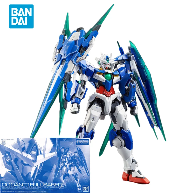 

Bandai Original GUNDAM Anime Model RG 1/144 GUNDAM 00QANT FULL SABER Action Figure Assembly Model PB Toys Gifts for Children