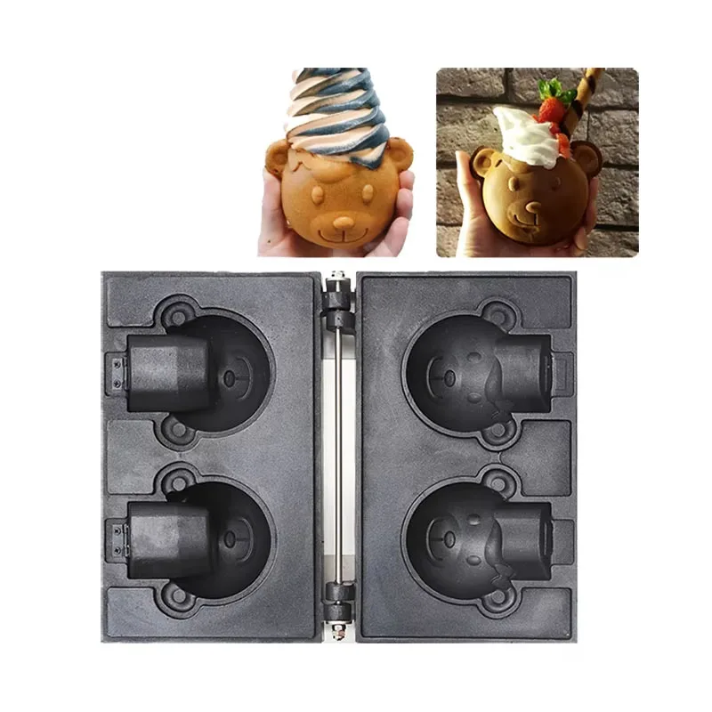 Electric 110V/220V Teddy Bear Shaped Waffle Machine Ice Cream Cone Mini Waffle Cake Maker
