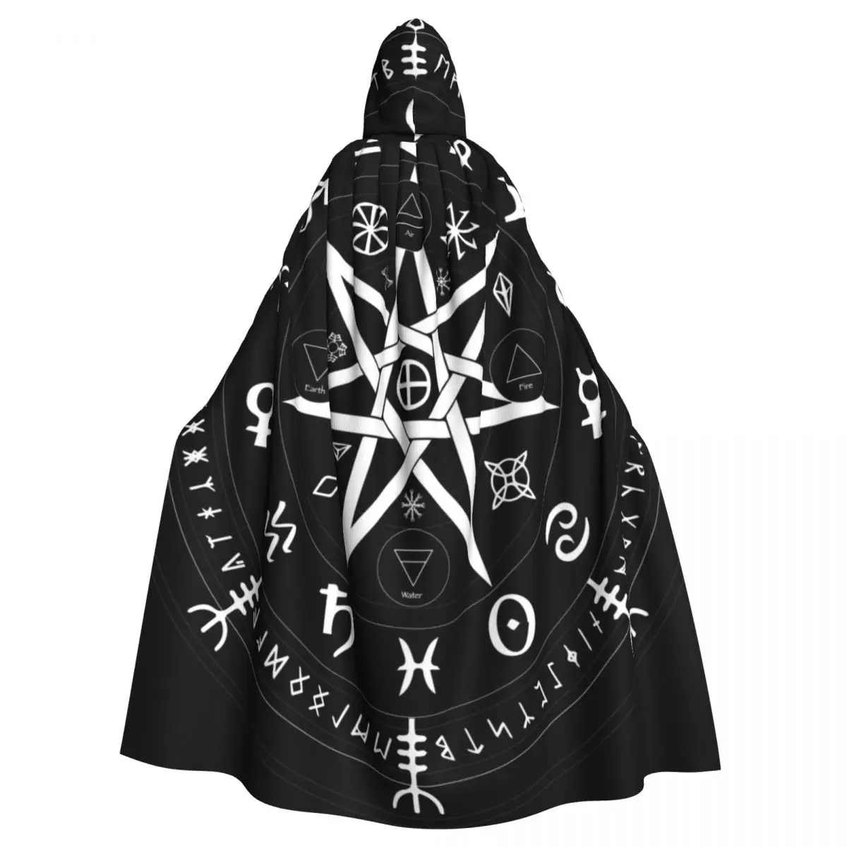 

Adult Halloween Wicca Zodiac Cloak Cape Hooded Medieval Costume Full Length Dress Coat