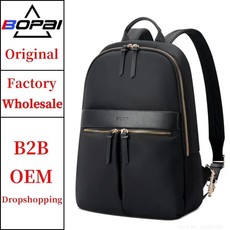 BOPAI Wholesale Designer Light Slim Office Waterproof Water Bottle Fashion Casual 14 Inch Laptop Ladies Business Women Backpack