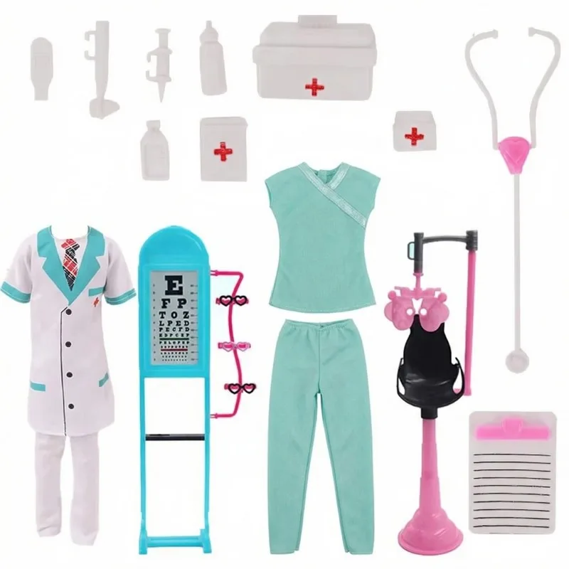 医師と看護の服,ミニ医療機器,保護スーツ,11.5インチのケンと30cmの人形に適しています,bjdアクセサリー