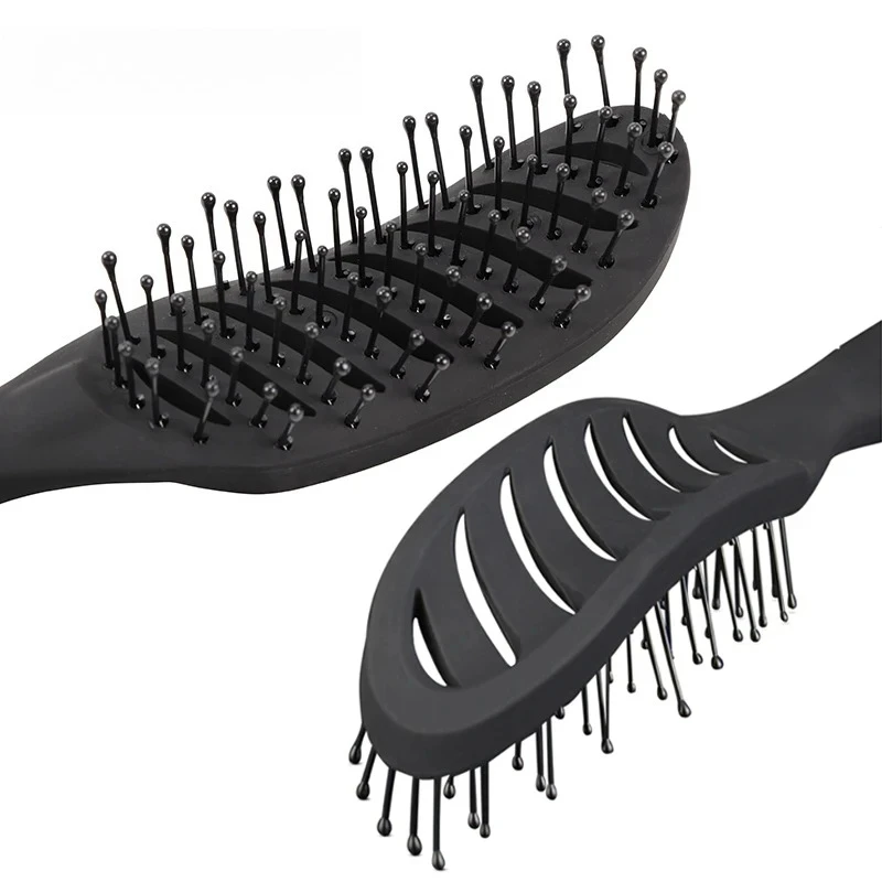 Anti-Static Curly Hair Styling Brush Scalp Massager Comb Detangler Dryer Salon Curved Vent Brush Hairdressing Tool - view 3
