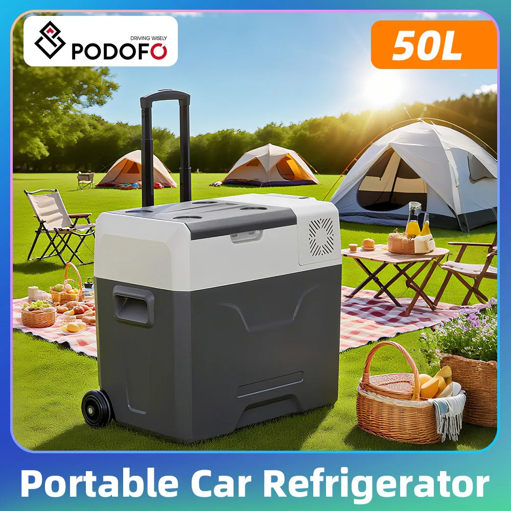 Podofo 30L 40L 50L Auto-Kühlschrank für Camping, Reisen, Outdoor, tragbarer Kompressor-Kühler, Auto-Kühlbox, Gefrierschrank für Fahrzeuge