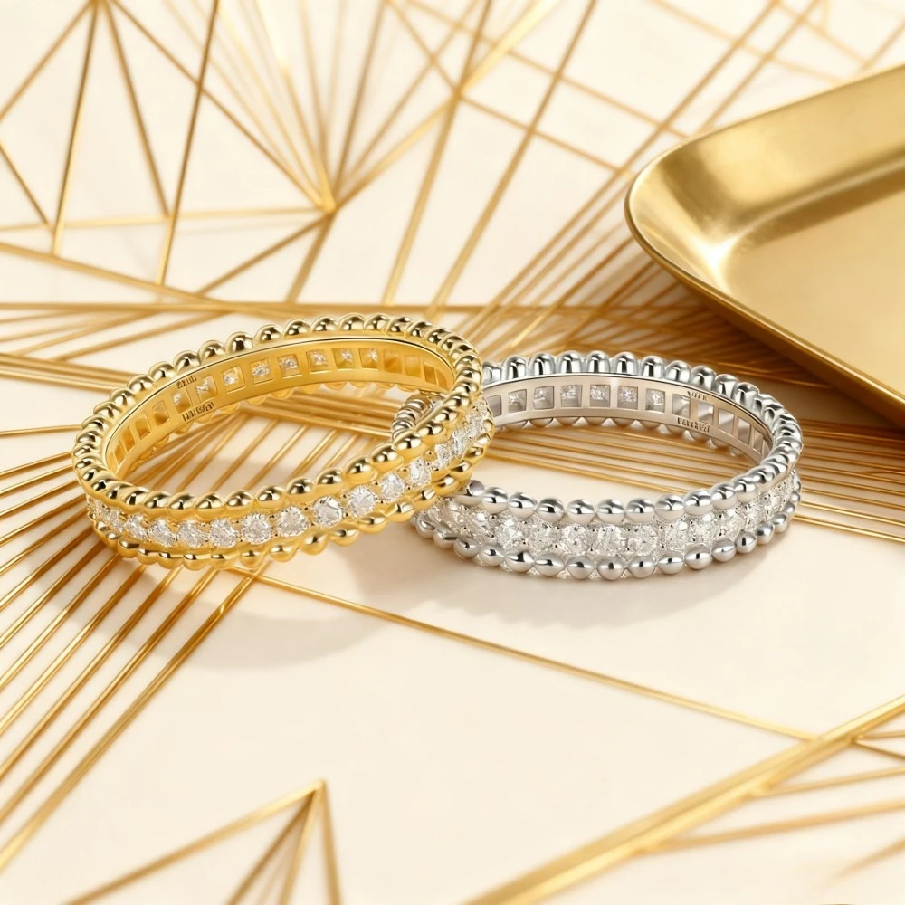 

2025 trendy accessories LinkerLoveEternity Wedding Bands for Women Dating Couple Engagement Rings Sparkling Diamond Ring