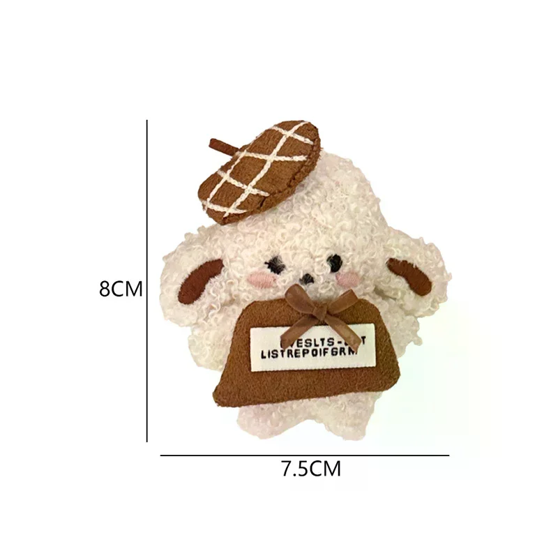 Porte-clés en peluche rétro mignon, lapin/chien de dessin animé, poupée en peluche douce, pendentif de voiture, sac à dos, décor de sac, cadeau pour enfant