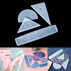 Rectangle Triangle Ruler Transparent Silicone Mold Student Ruler Resin Epoxy Mould For DIY Handmade Craft Tool Wholesale