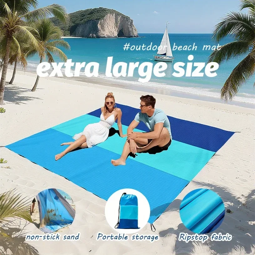 Waterproof Pocket Beach Mat Blanket Folding Camping Mattress Portable Lightweight Mat Outdoor Picnic Mat Sand Beach Towel