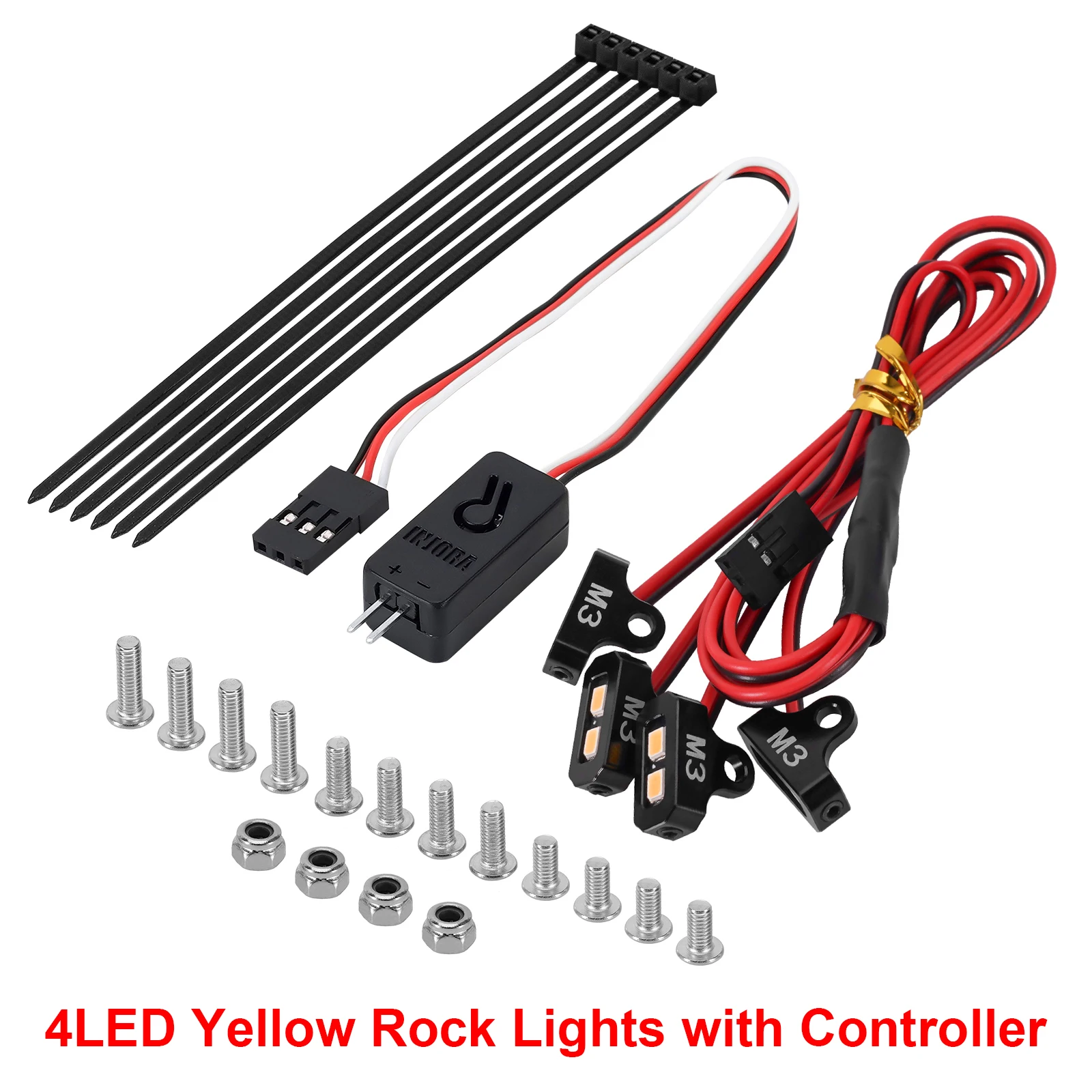 INJORA 4LED Rock Lights Kit für 1/10 RC Crawler (Weiß, Gelb)