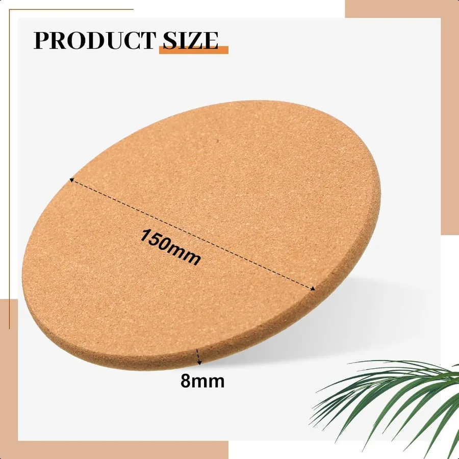 Posavasos de corcho absorbentes redondos de 6 pulgadas, posavasos de plantas de corcho de madera para bebidas caseras, mesa de centro, comedor, mesa de madera, escritorio, 12 Uds.