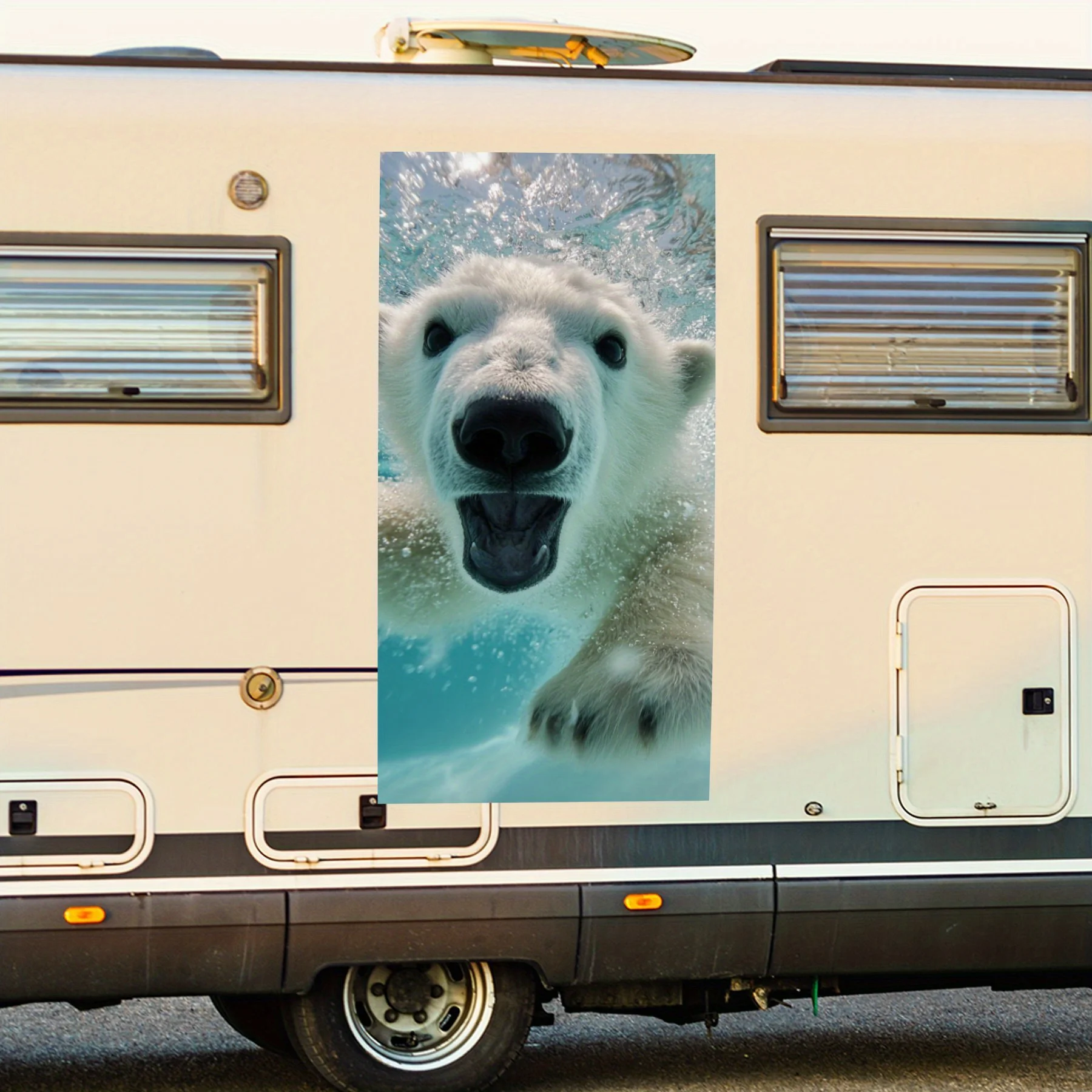 

Cute Polar Bear Cub Swimming Underwater Car Sticker,Waterproof Vinyl Decal for RV Side, Self - Adhesive Stickers to Decorate & P