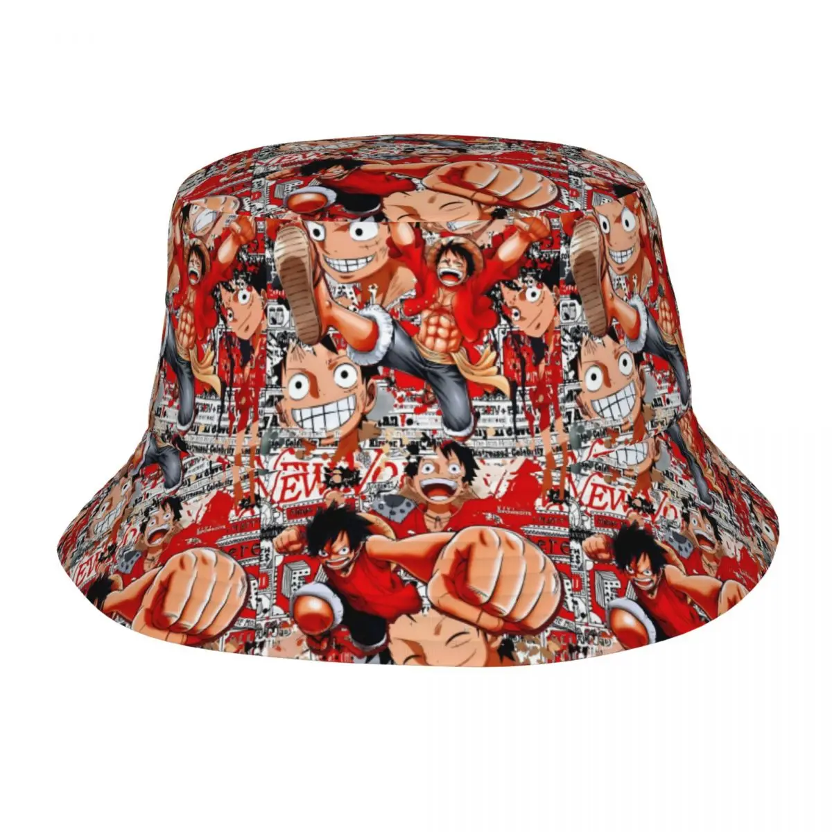 

Custom Unisex Anime One P-Pieces Luffy Comic Bucket Hats Summer Beach Sun Hats