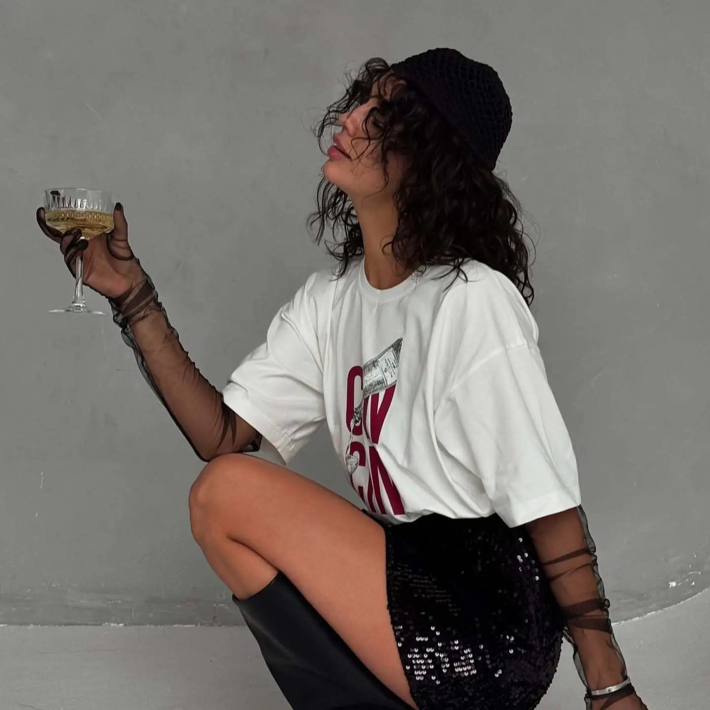 الأمريكية الرجعية خطابات بسيطة المرأة المطبوعة تي شيرت Ins القطن الخالص العصرية زوجين جولة الرقبة الشارع الملابس قصيرة الأكمام قمم